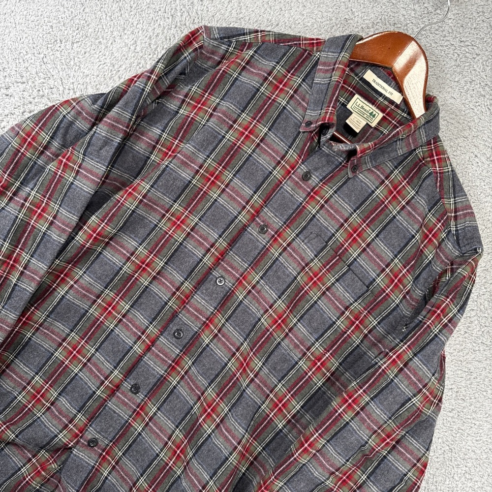 LL Bean Scotch Plaid Flannel Traditional Fit‎ Mens Large Cotton Soft Shirt